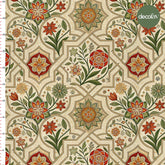 Digitally Printed Fabric with Floral Motifs and Geometric Stripes Patterns